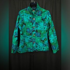 Casual Studio Reversible Jacket Women's Sz. 4  Blue w/Teal Design & Geometric